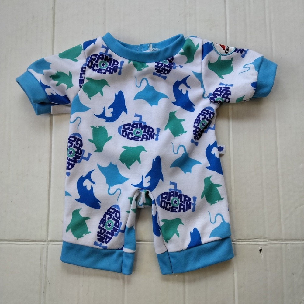 Build-A-Bear Carnival Cruise Line Camp Ocean Plush Outfit Blue Shark Pajamas 9"